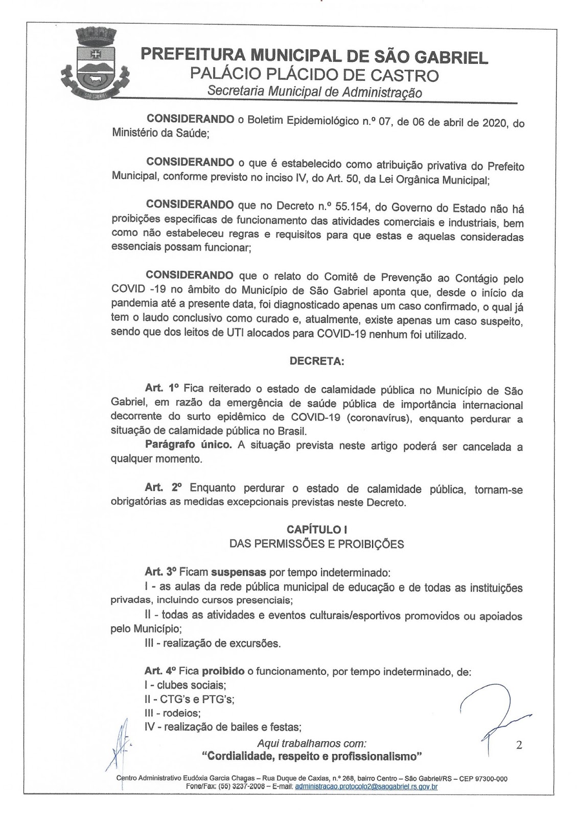 Caderno7 Prefeitura de São Gabriel lança novo decreto reabrindo o
