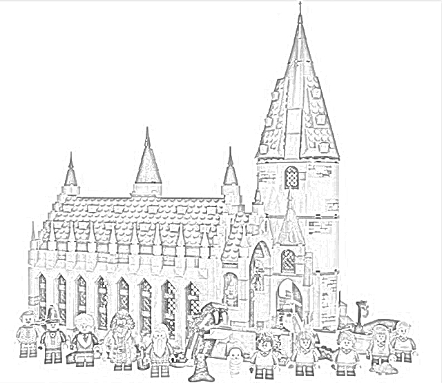 Coloring Pages: Lego Harry Potter Hogwarts Great Hall Coloring Pages