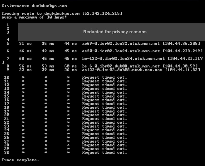 Traceroute DuckDuckGo