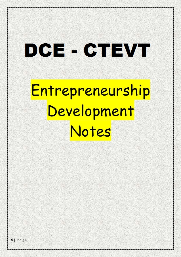 Entrepreneurship Development | Note | CTEVT