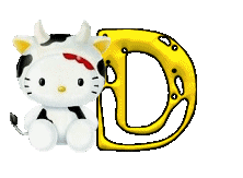 Alfabeto de Hello Kitty disfrazada de vaquita D.