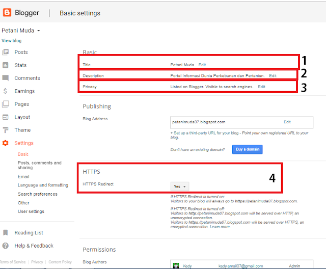 Settingan basic blog baru