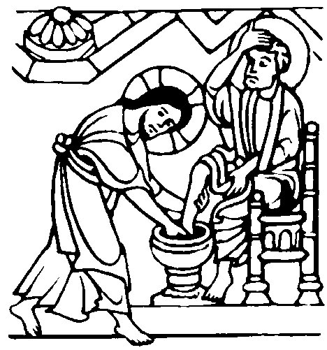 Jesús lava los pies a sus discípulos colorear