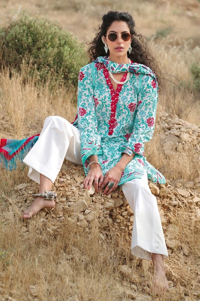 Gul Ahmed Lawn 2 PC Blue Suit Unstitched