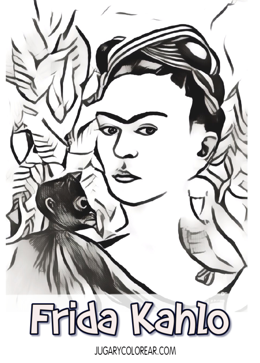 colorear dibujos de Frida Kahlo - Jugar y Colorear
