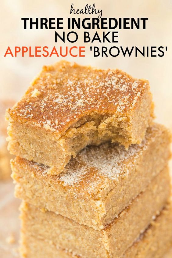 Healthy No Bake Applesauce Brownies with just THREE ingredients- So delicious, quick, low in fat and easy, it will be your go-to snack or treat recipe! {vegan, gluten-free, paleo}