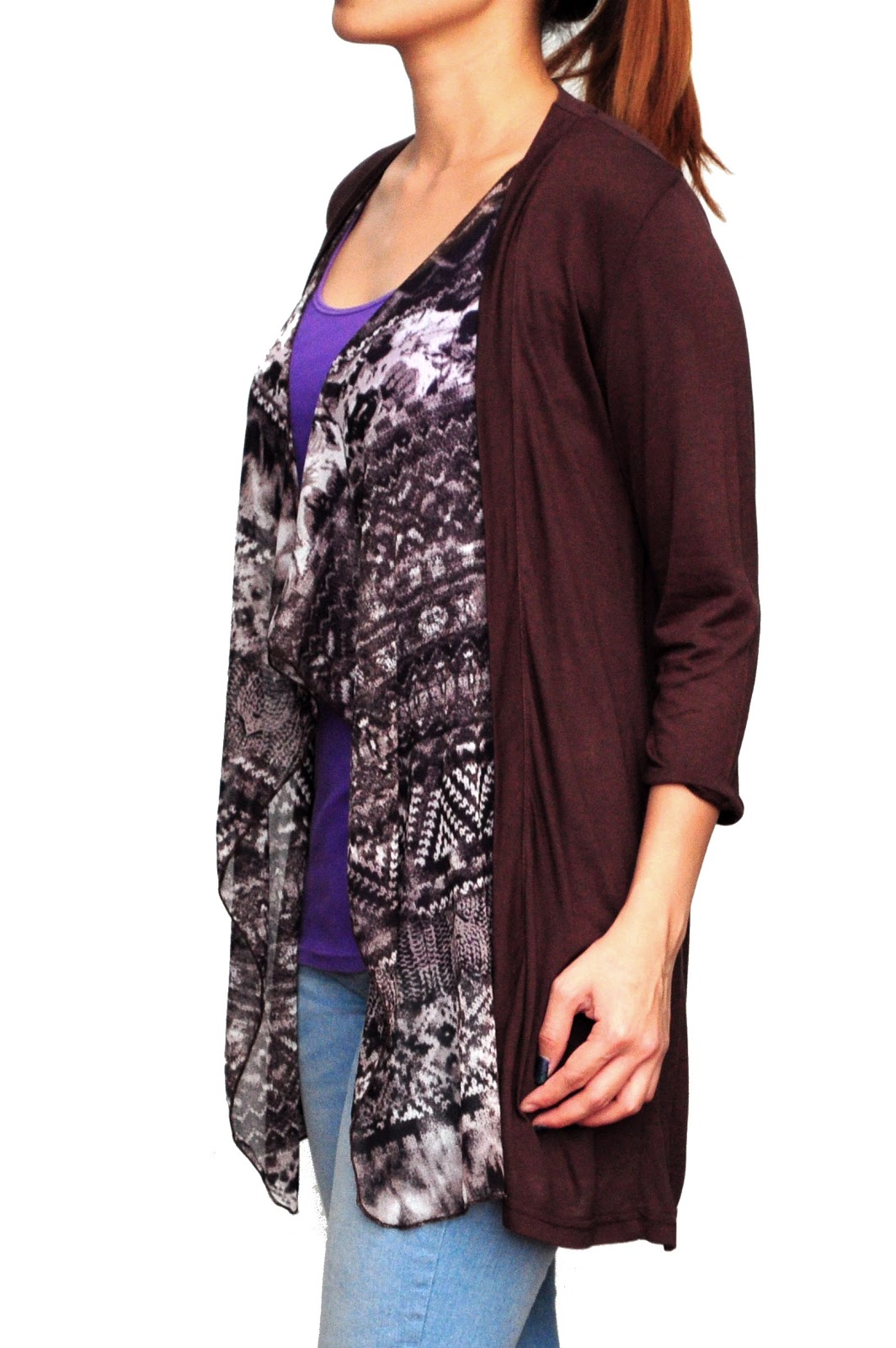 Duo Apparel: Cardigan with floral chiffon