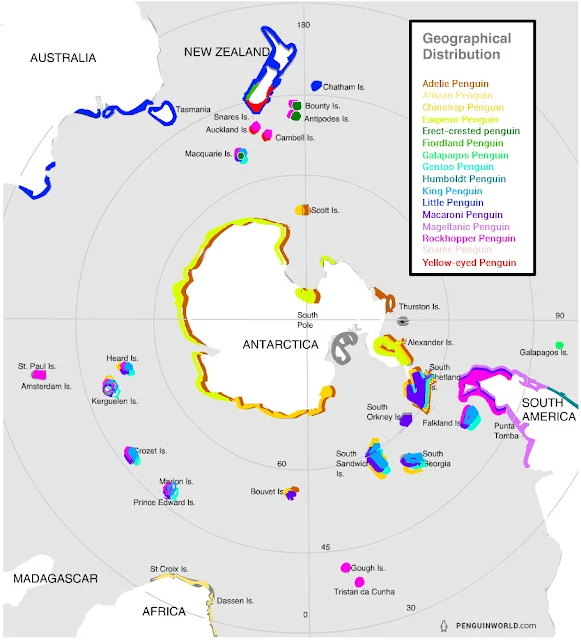 Map of spread of penguin