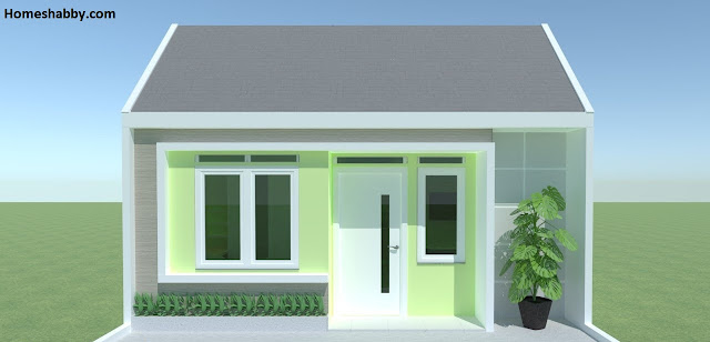 Desain dan Denah Rumah Minimalis Ukuran 6 x 7 M dengan Nuansa Hijau