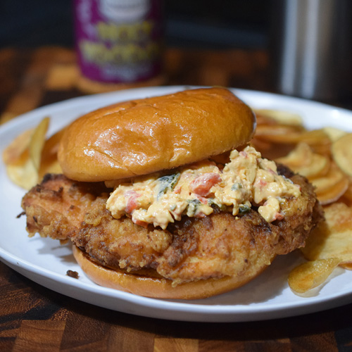 Fried Chicken and Pimento Cheese Sandwich inspired by Abridged Beer Company