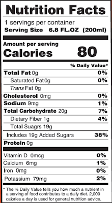 orange juice nutrition label