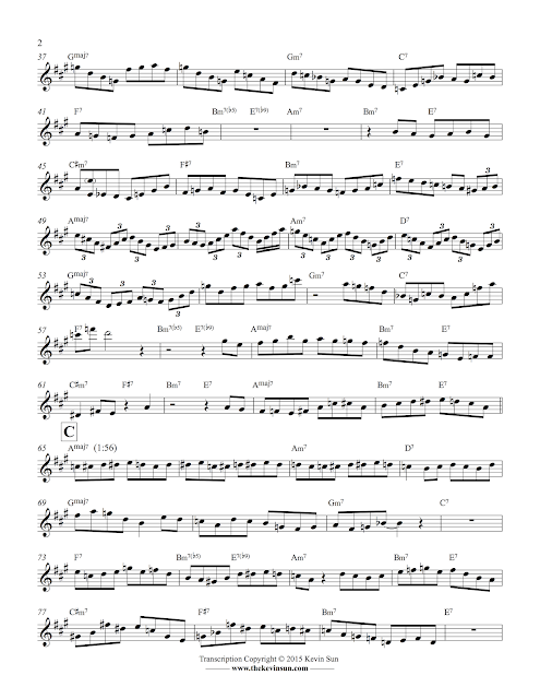 Warne Marsh Jazz Saxophone Solo Transcription (Bb) — "Lennie Bird" Page 2