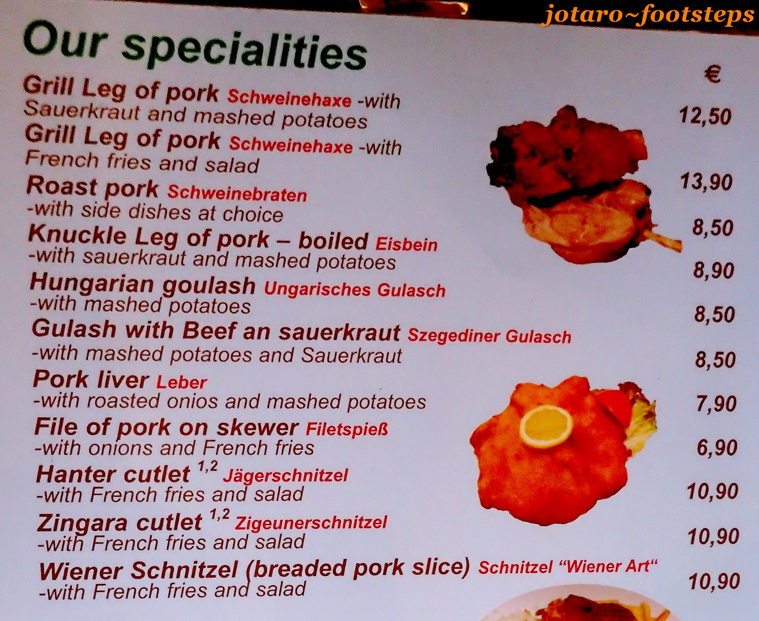 Footsteps Jotaro's Travels YummY! German Pork Knuckles Schweine
