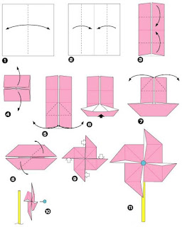 membuat kincir angin menggunakan kertas origami