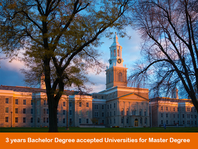List of US Universities that accept Three years Bachelor Degree for Master Degree