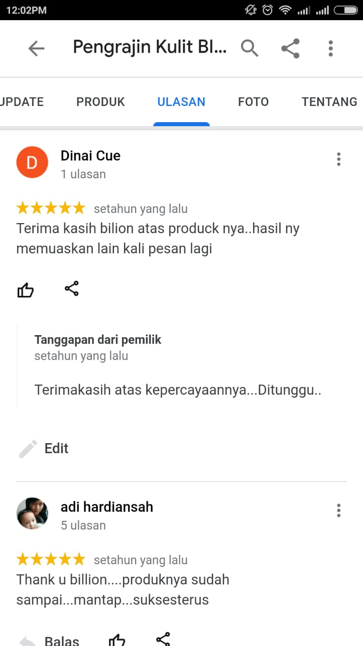 Testimoni Pelanggan Pengrajin Billion