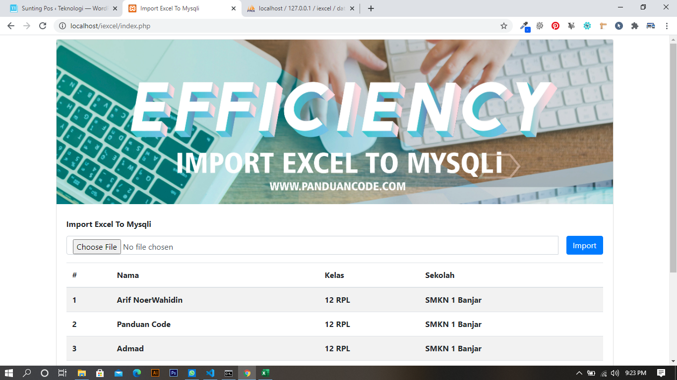 cara import excel ke mysqli terbaru