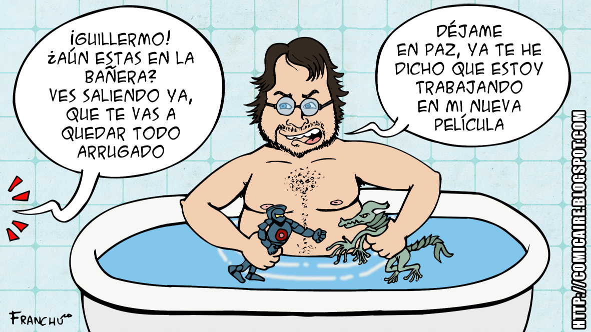 Caricatura de Guillermo del Toro director de la pelicula de ciencia ficción PACIFIC RIM