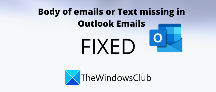 Тело электронных писем или текст отсутствует в Outlook
