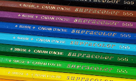 Fueled by Clouds & Coffee: Vintage Colored Pencils: Caran d'Ache Supracolor  with Erasers