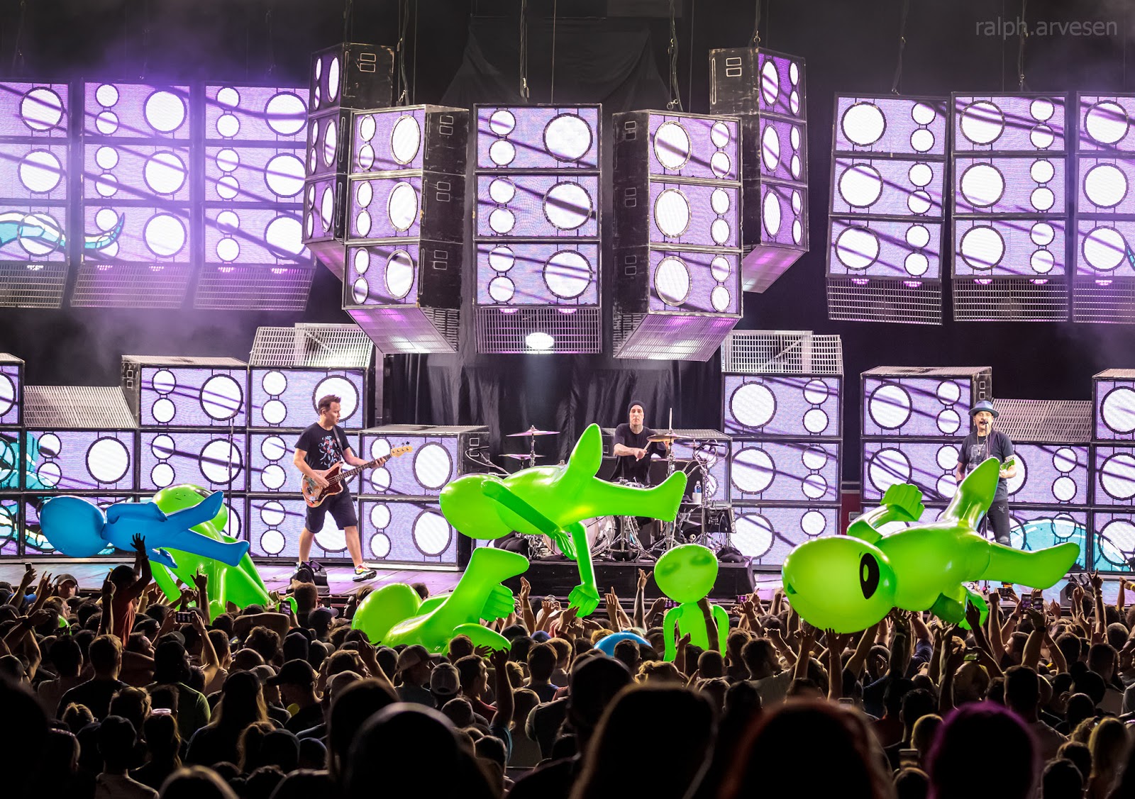 blink182 performing at the Austin360 Amphitheater in Austin, Texas