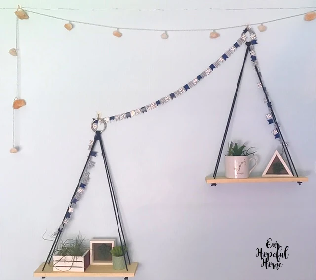 triangle hanging shelves cacti boho bedroom decor