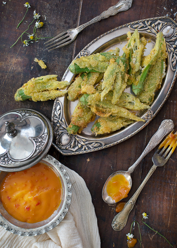 three little halves For the Love of Okra Smashed Fried Okra + Sweet