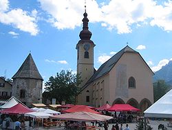 The market square in Treviso, with the church of Saints Peter and Paul