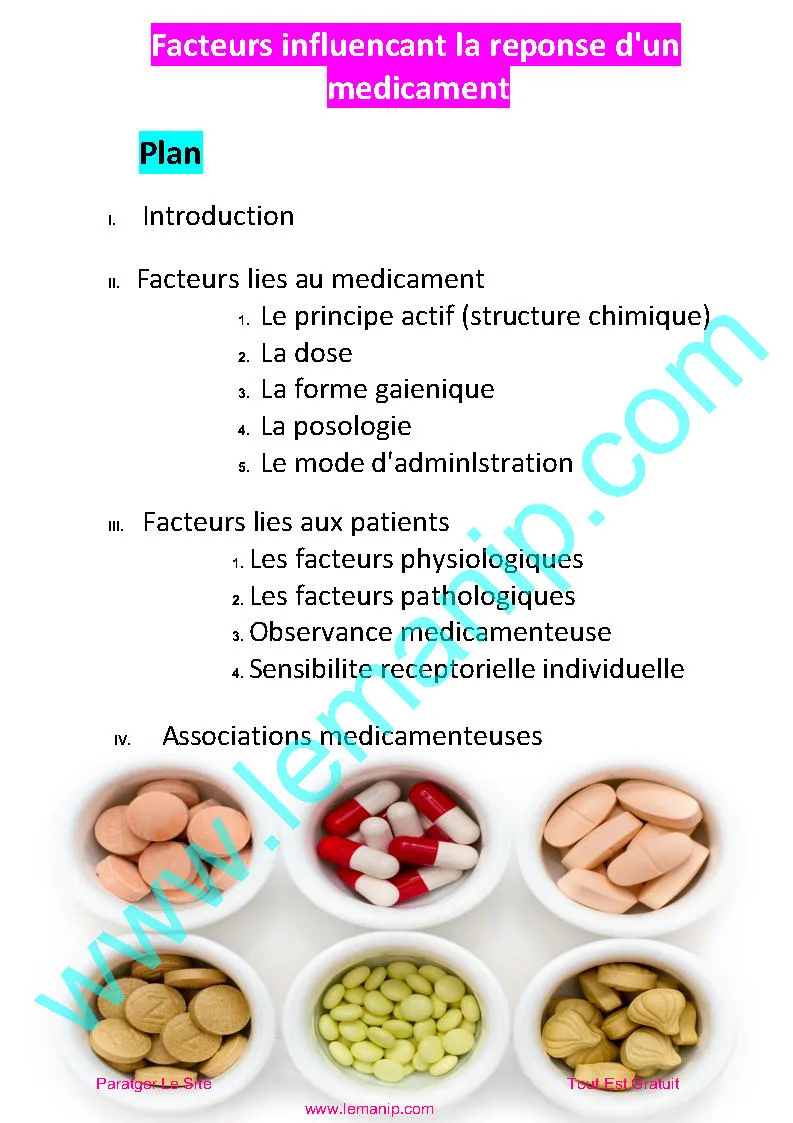 Plan du Cour 4 Module Pharmacologie