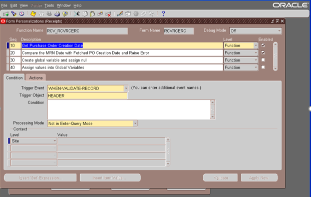 Oracle Application's Blog: Triggers in form personalization in oracle apps