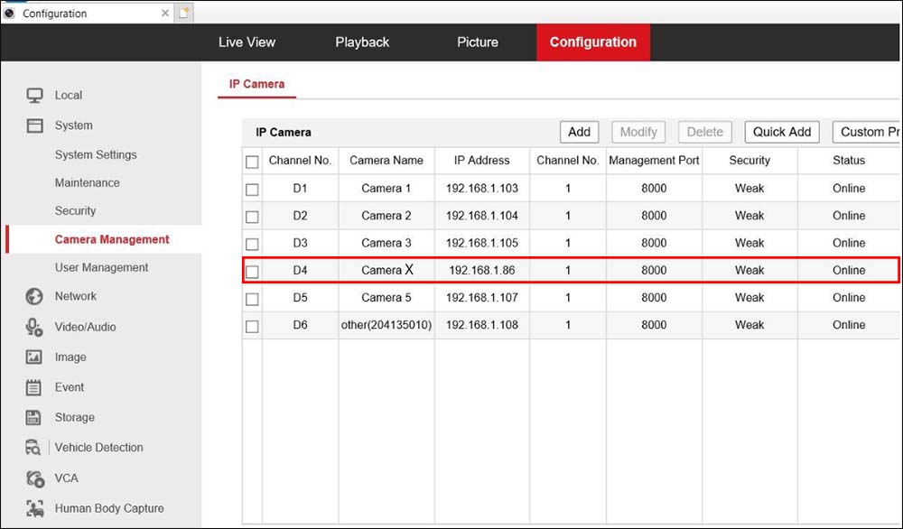 Как изменить последовательность камер на рекордере Hikvision