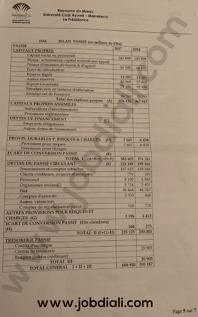 Exemple Concours Administrateurs 2ème grade Finance - Université Cadi Ayyad