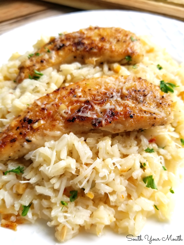 South Your Mouth: Chicken Scampi with Garlic Parmesan Rice