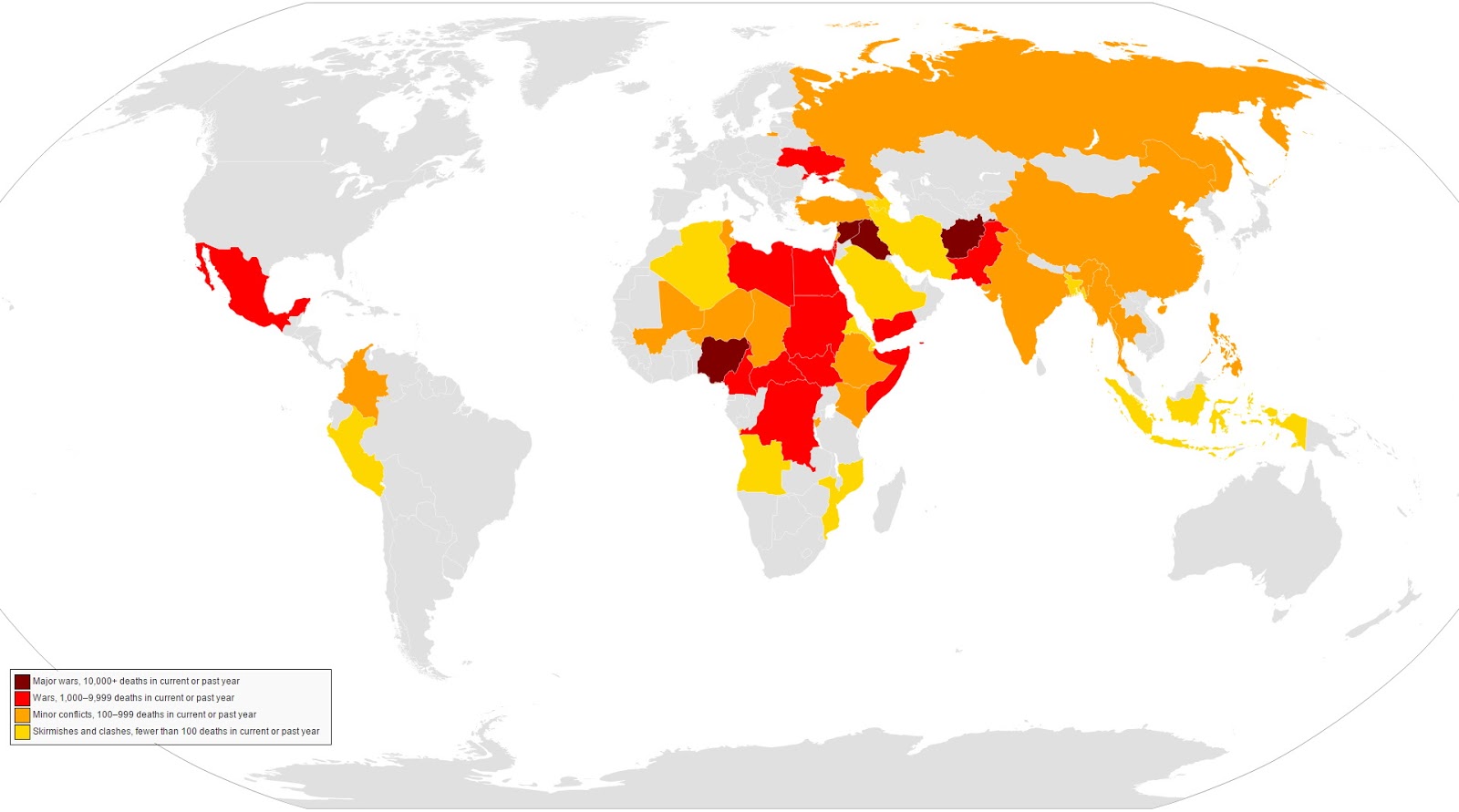 Map of ongoing armed conflicts Vivid Maps