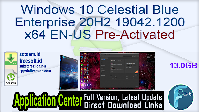 Windows 10 Celestial Blue Enterprise 20H2 19042.1200 x64 EN-US Pre-Activated