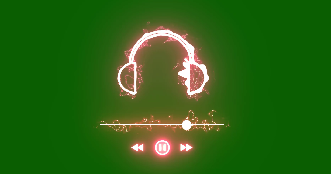 New green screen headphone audio spectrum Top headphone audio