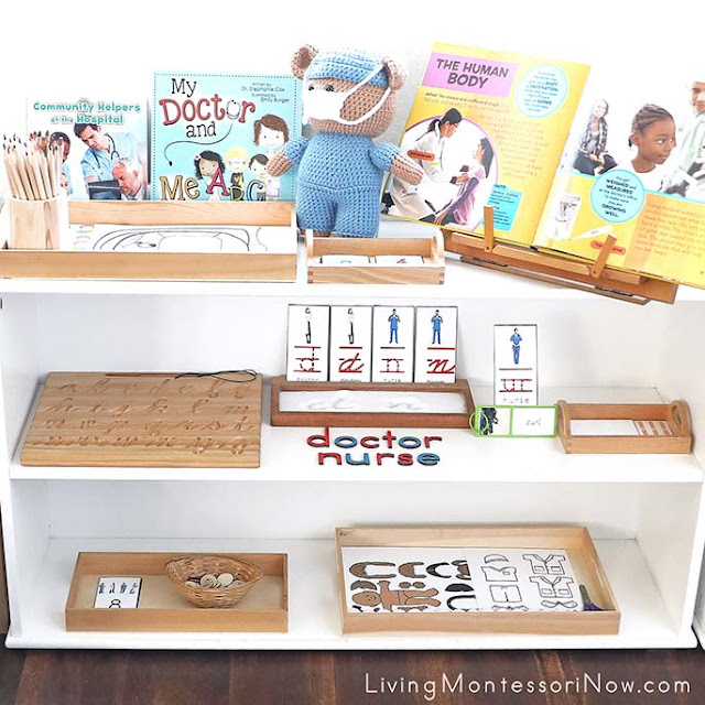 Montessori Shelves with Medical Worker Themed Activities