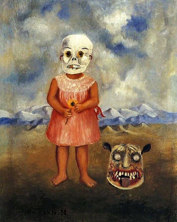 Girl with Death Mask (She Plays Alone) by Frida Kahlo (Interpretation