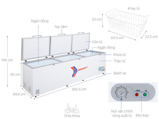 TỦ ĐÔNG SANAKY VH-1399HY3 DUNG TICH 1300L DÀN ĐỒNG INVERTER - 1