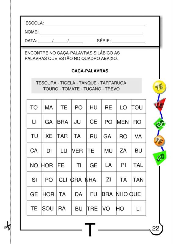 ADOLETÁ DO ABC Família silábica letra T atividades