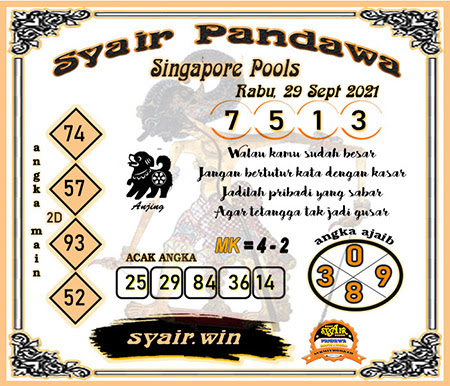 Syair Pandawa SGP Rabu 29-09-2021
