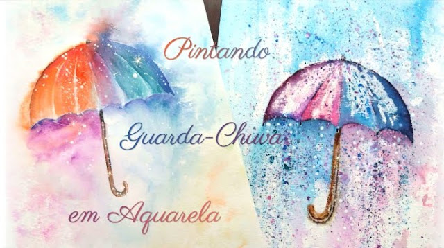 Pintando com Aquarela: Guarda-Chuva Pintando com Aquarela: Guarda-Chuva