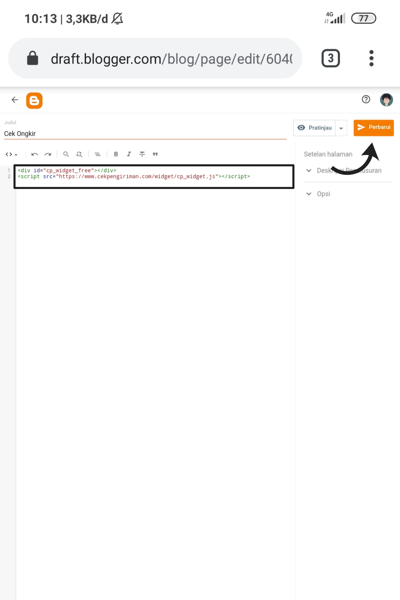 Memasang Widget Cek Ongkir dan Cek Resi di Halaman Blogger