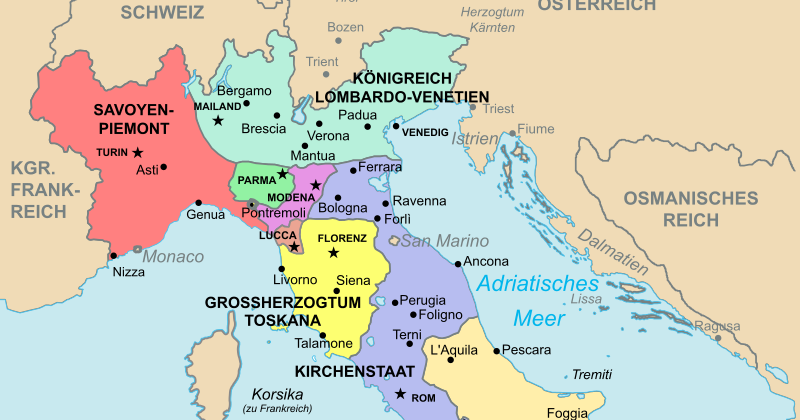 раздробленность италии в 19 веке.