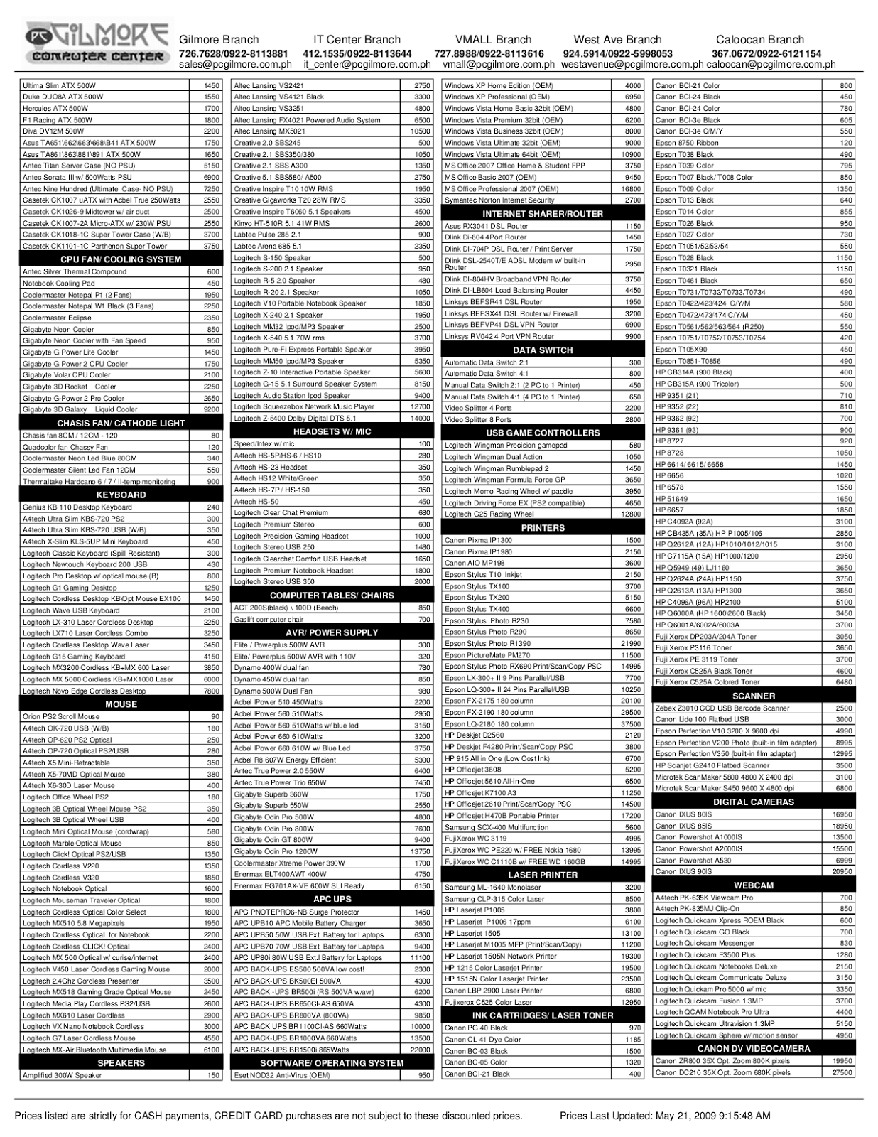 pc gilmore price list philippin news collections