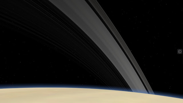 Rings seen from Saturn at middle northern latitudes. View in Celestia for Android on an ASUS Chromebox.