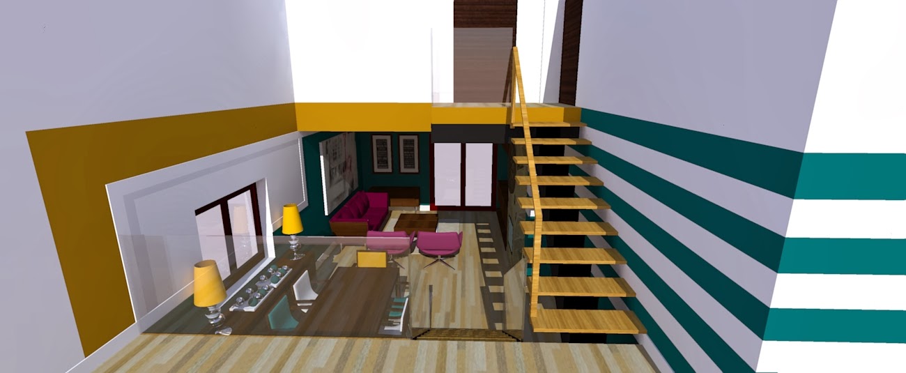 Proyecto Renderizado: "Salón-comedor Cristina y Manuel. Solución Madera. Rendering Project: "Living room Cristina and Manuel. Wood Solution.".