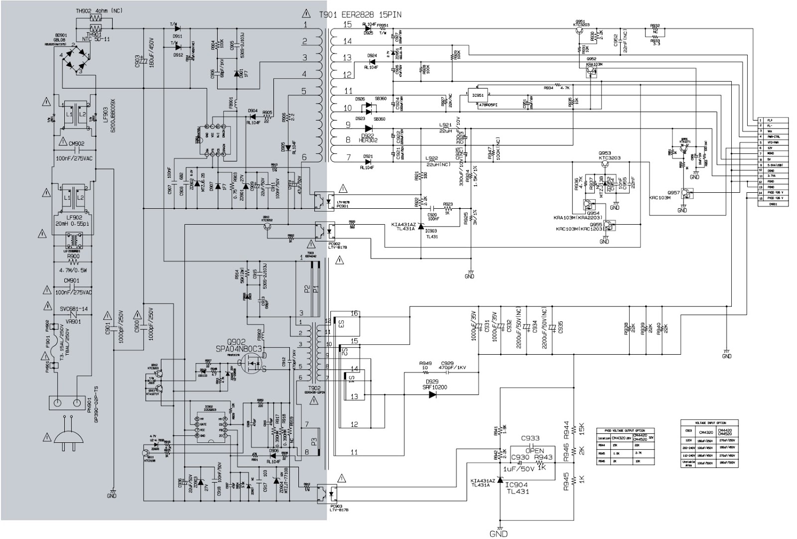 Schematic Diagrams: CM4320 LG Mini Hi-Fi system – SMPS circuit diagram