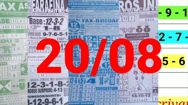 Pronostics quinté pmu Vendredi Paris-Turf-100 % 20/08/2021 Pronostics quinté pmu Vendredi Paris-Turf-100 % 20/08/2021