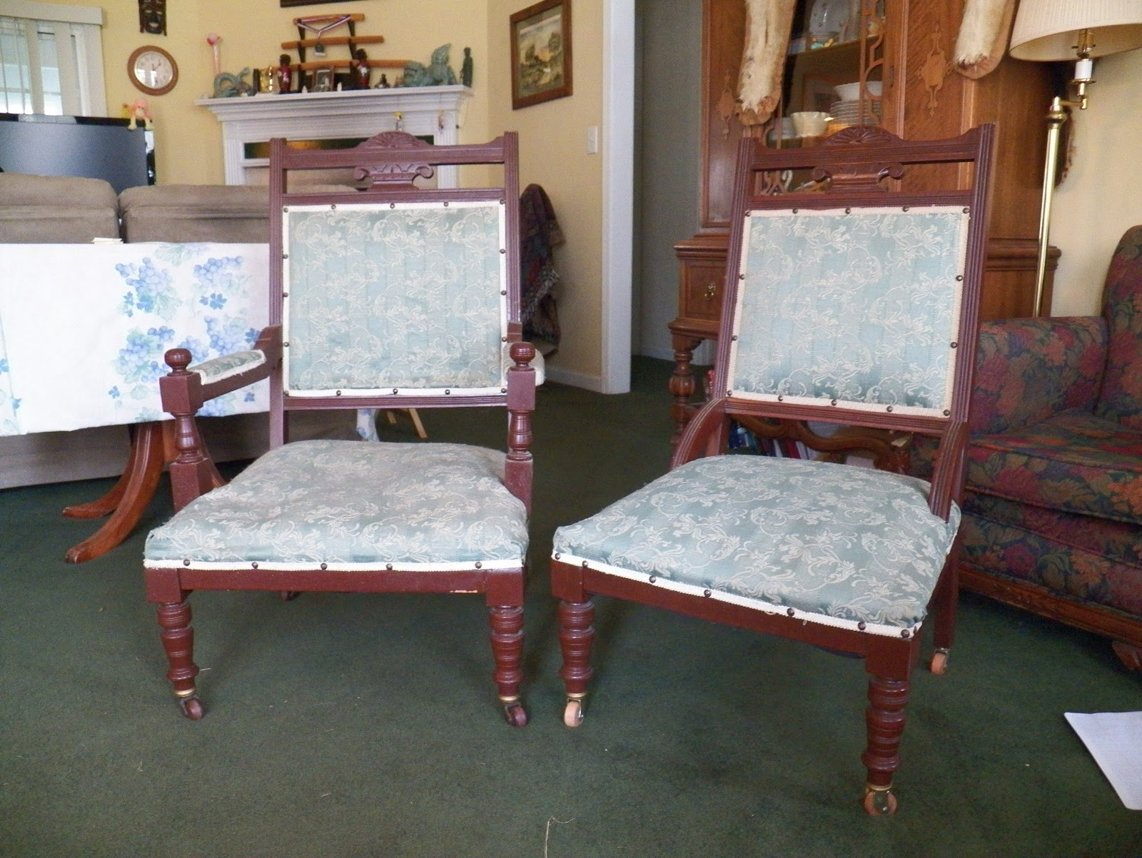 Walking in Faith ANTIQUE 1910 EDWARDIAN ERA HIS/HER CHAIRS